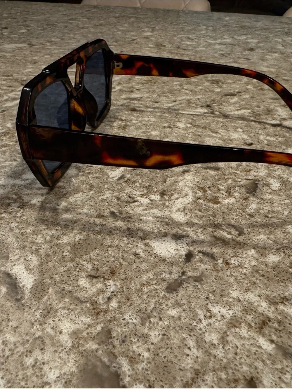 Tortoiseshell Oversized Geometric Sunglasses - Brown